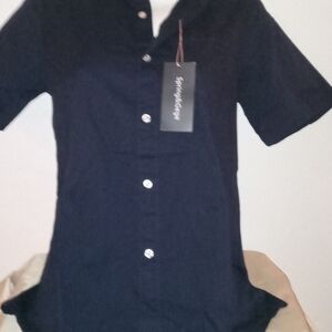 Boys Dark Blue Button Up Shirt Size Extra Large
